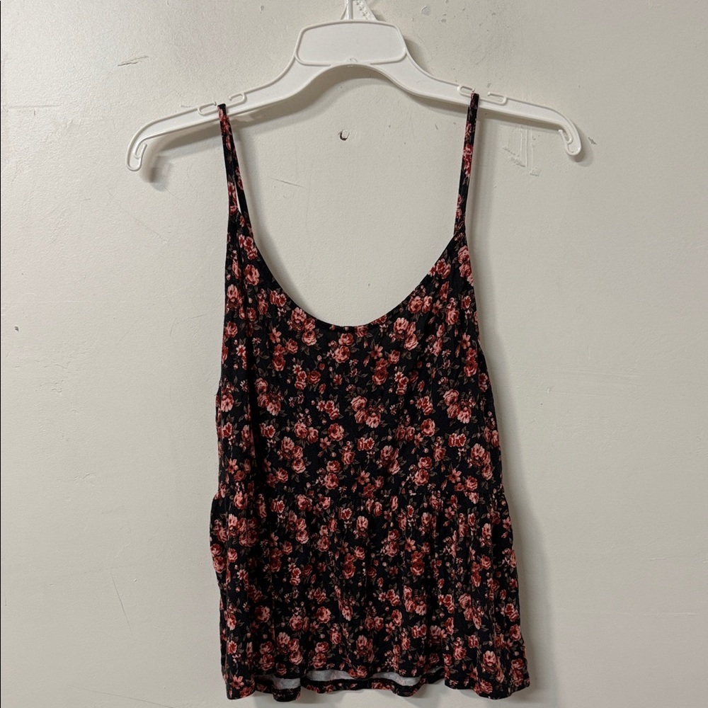 American Eagle Outfitters Black and Pink Floral Camisole